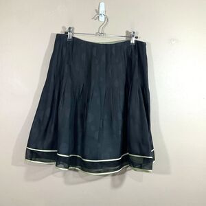 Vintage Kay Unger Silk Polka Dot Pleated Skirt 10 Black Preppy Quiet Luxury 90s